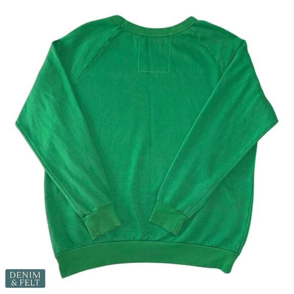 Aviator Nation Green Smiley Face Crewneck Sweatshirt Classic Logo Pullover - Picture 7 of 14